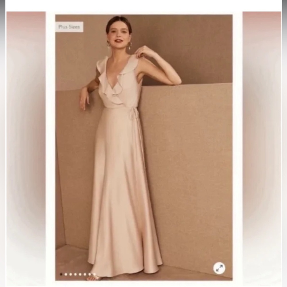 BHLDN Cream Ruffle Maxi Dress